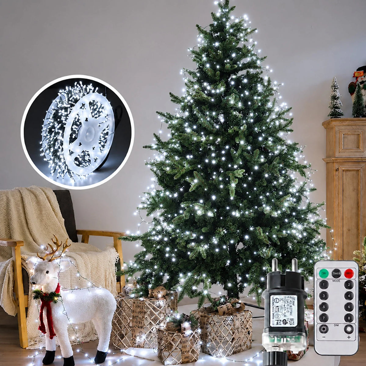 Christmas String Lights Dense LED Remote Control & Dimmable