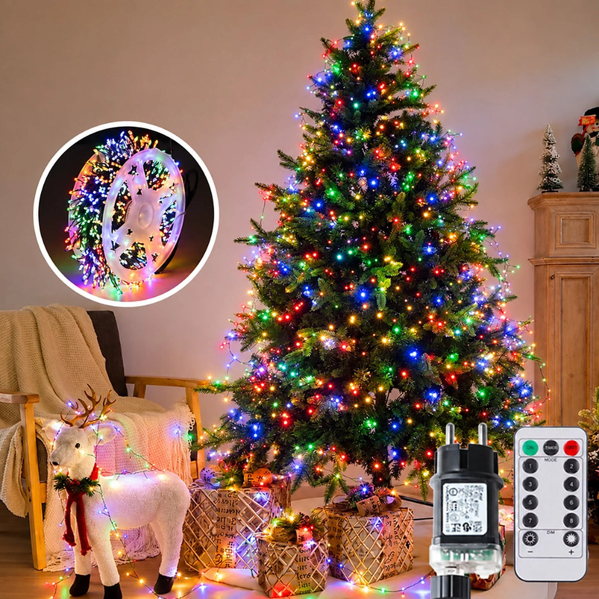 Christmas String Lights Dense LED Remote Control & Dimmable