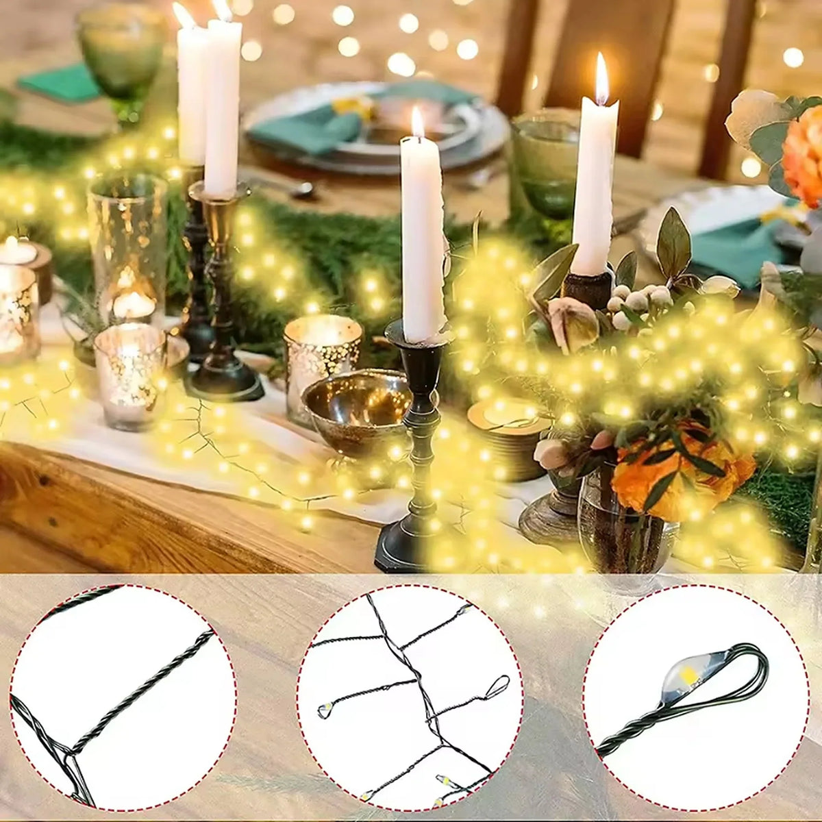 Christmas String Lights Dense LED Remote Control & Dimmable