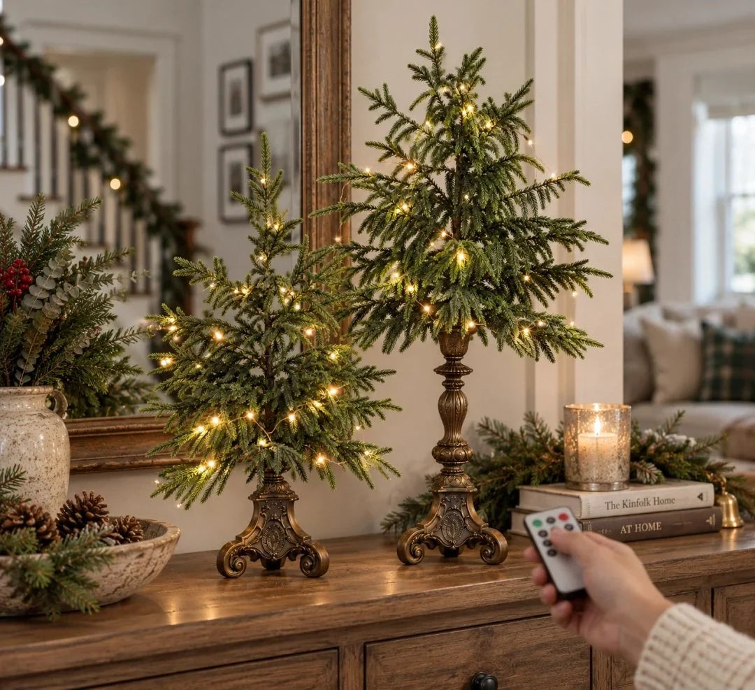 Christmas Tree Norfolk Pine Battery-Powered Warm White LED Lights