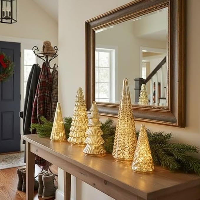 Christmas Tree Set of 5 Battery-Powered LED Timer