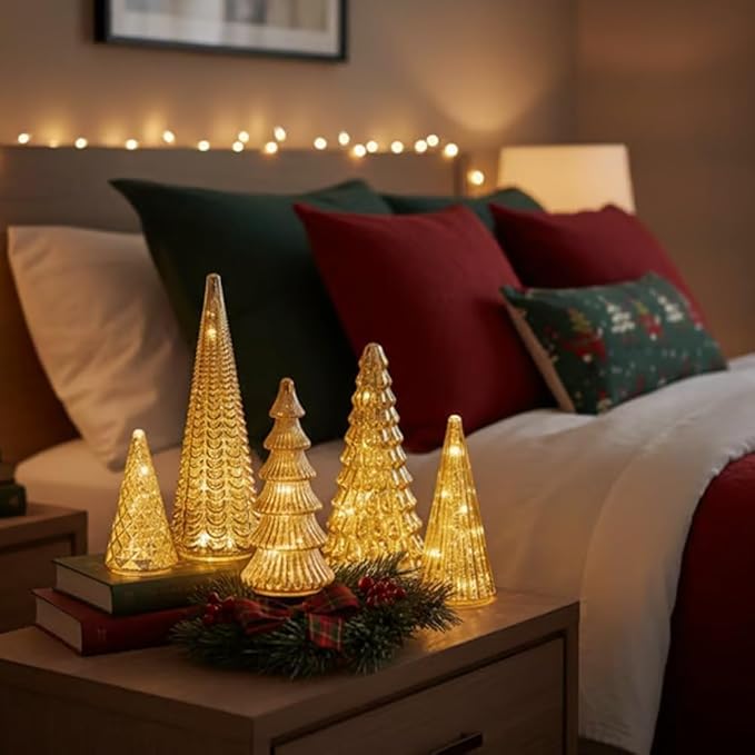 Christmas Tree Set of 5 Battery-Powered LED Timer