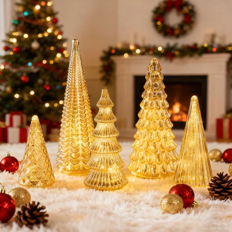 Christmas Tree Set of 5 Battery-Powered LED Timer