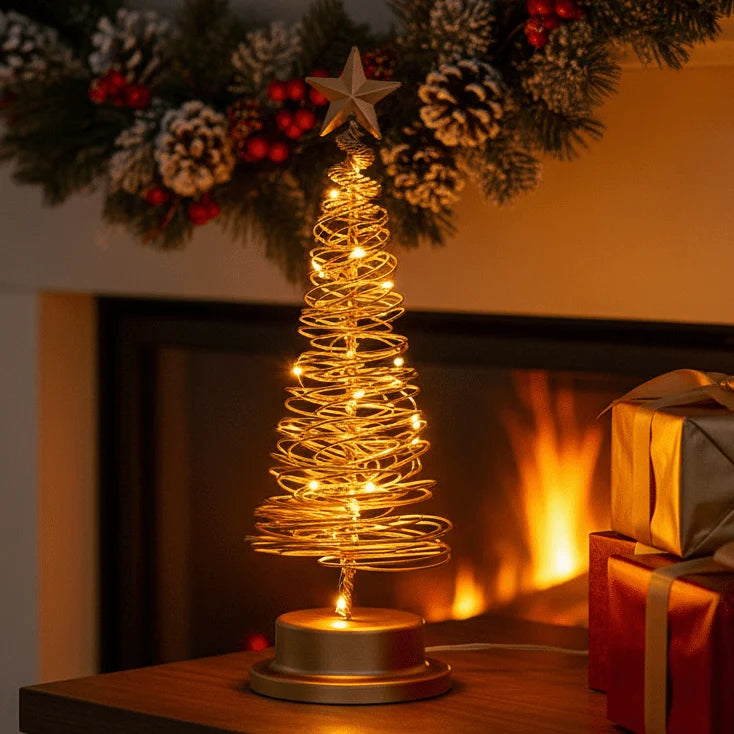 Christmas Tree Spiral Design Warm White LEDs 13 Inch Mini