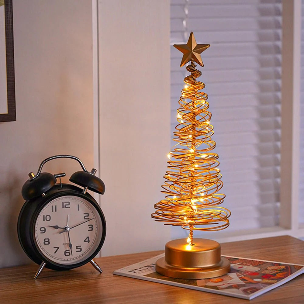 Christmas Tree Spiral Design Warm White LEDs 13 Inch Mini