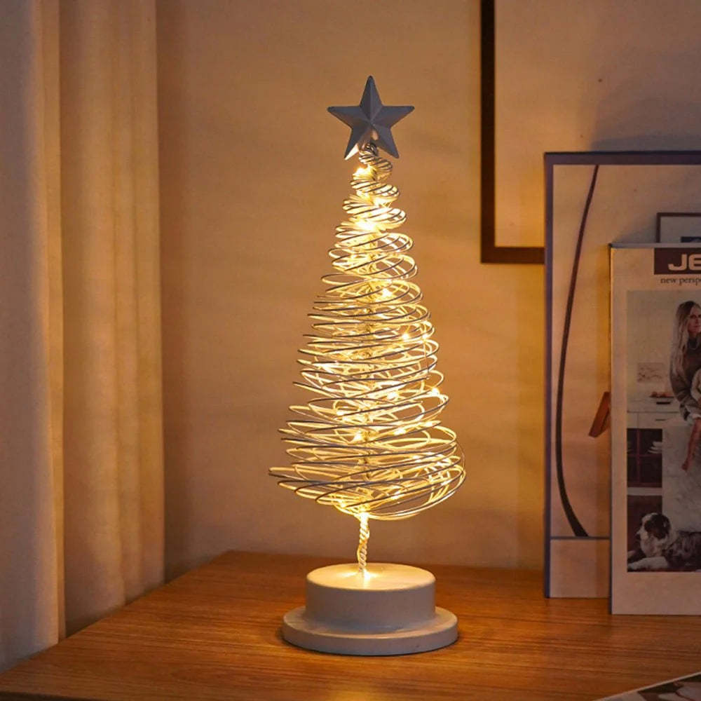Christmas Tree Spiral Design Warm White LEDs 13 Inch Mini