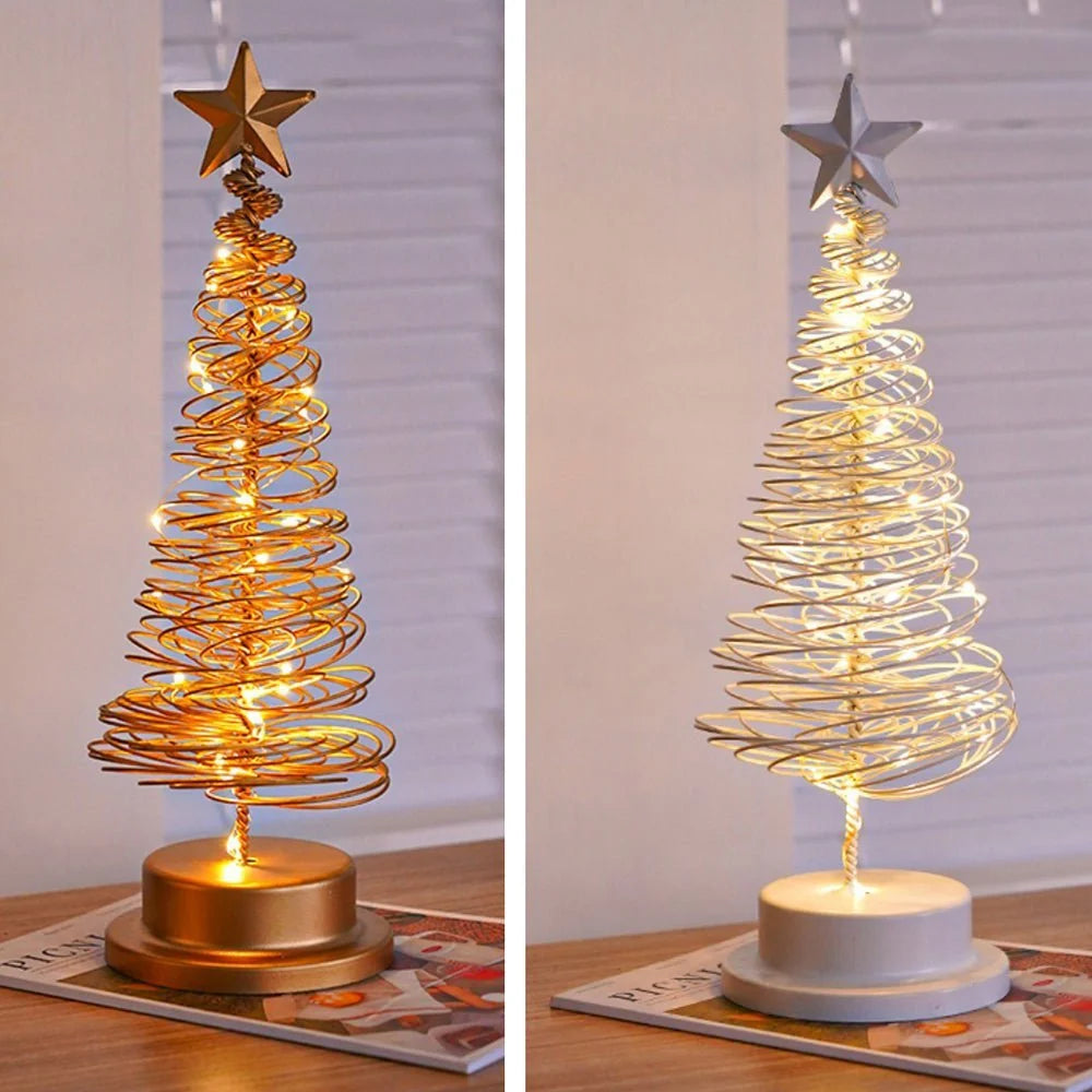 Christmas Tree Spiral Design Warm White LEDs 13 Inch Mini