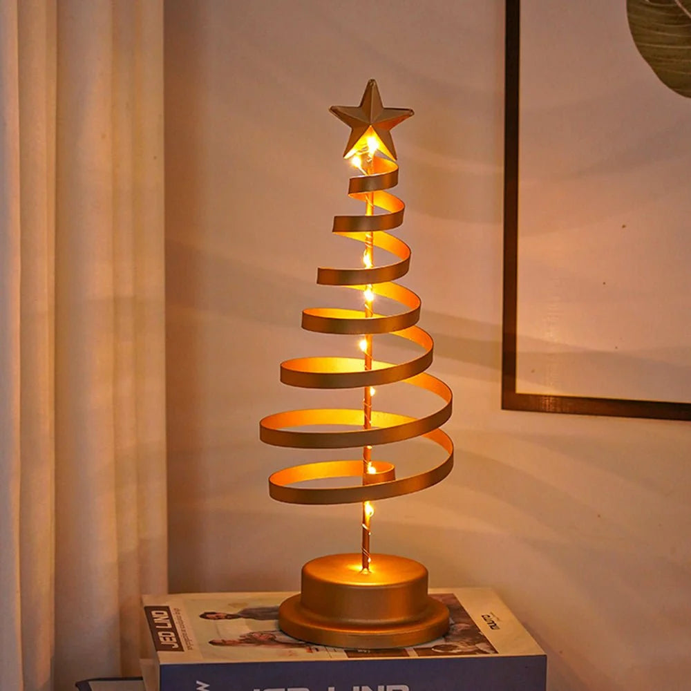 Christmas Tree Spiral Design Warm White LEDs 13 Inch Mini