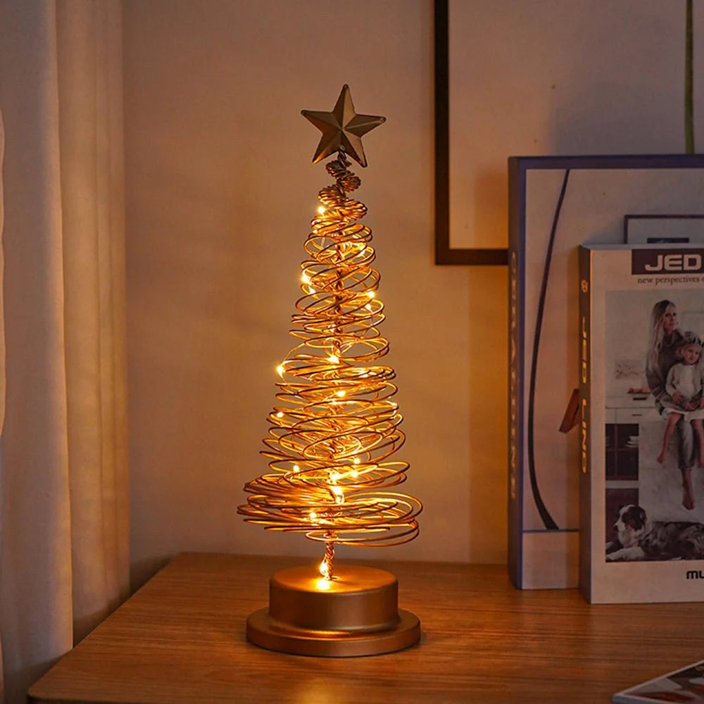 Christmas Tree Spiral Design Warm White LEDs 13 Inch Mini