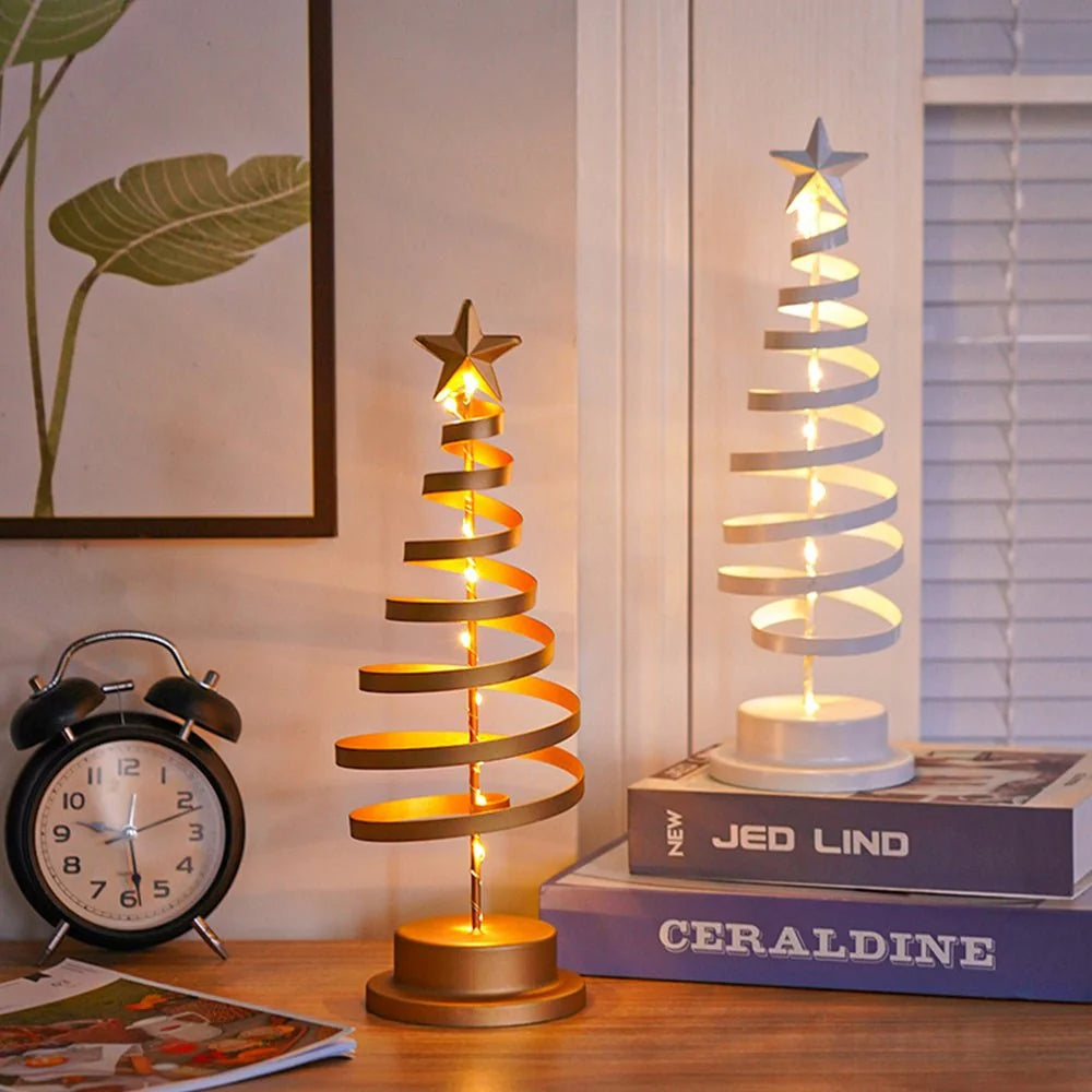 Christmas Tree Spiral Design Warm White LEDs 13 Inch Mini