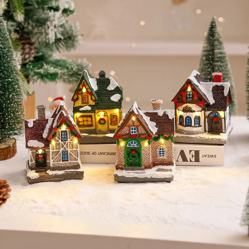 Christmas Village Decoration Built-In Warm Lights Tabletop Display