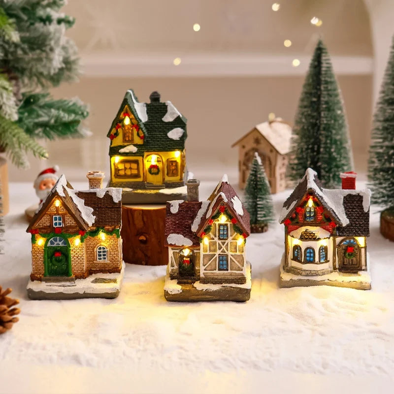 Christmas Village Decoration Built-In Warm Lights Tabletop Display