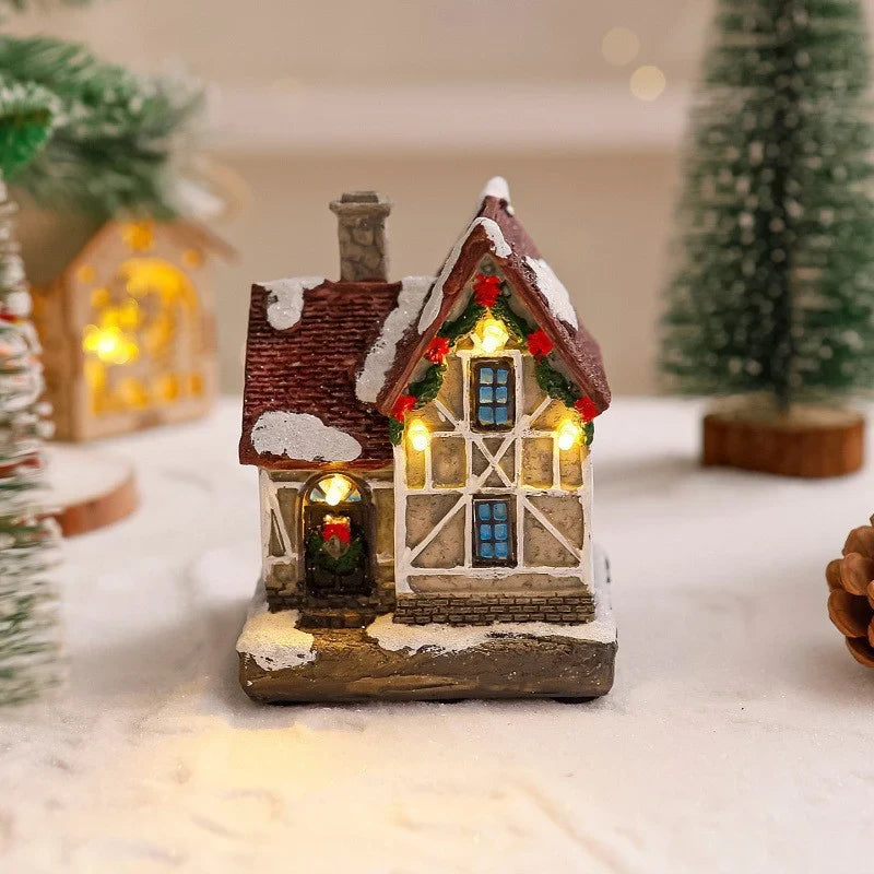 Christmas Village Decoration Built-In Warm Lights Tabletop Display