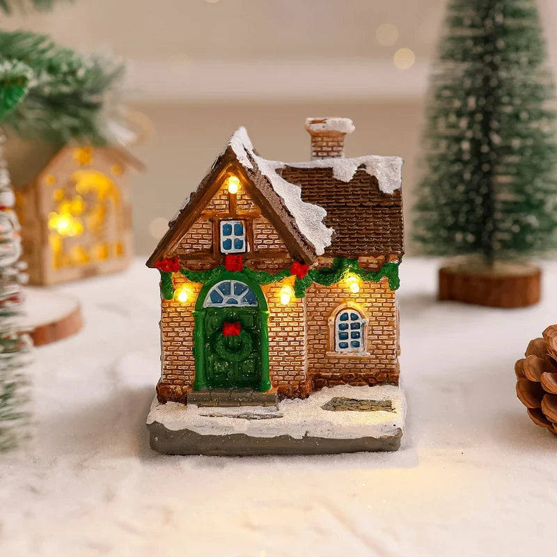 Christmas Village Decoration Built-In Warm Lights Tabletop Display