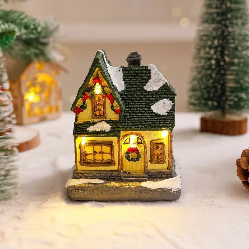 Christmas Village Decoration Built-In Warm Lights Tabletop Display