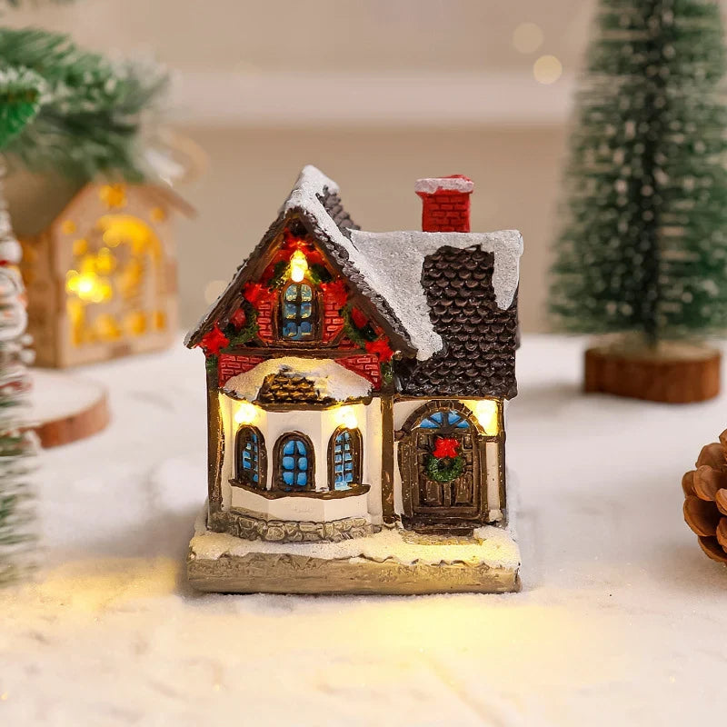Christmas Village Decoration Built-In Warm Lights Tabletop Display