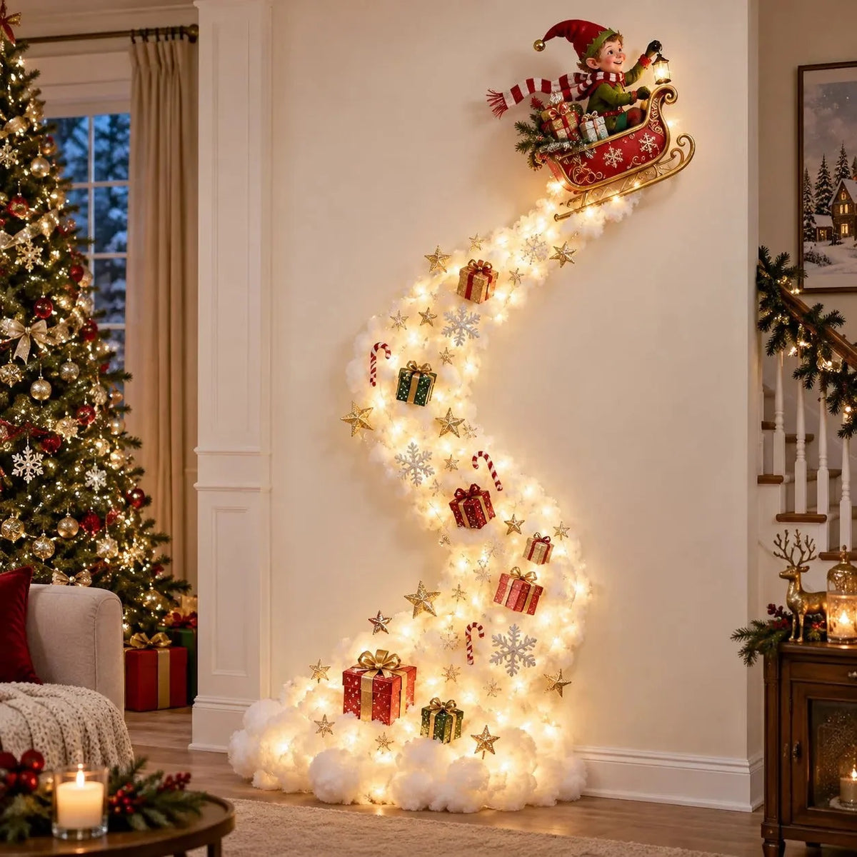 Christmas Wall Decor Illuminated Light Trail Five Designs