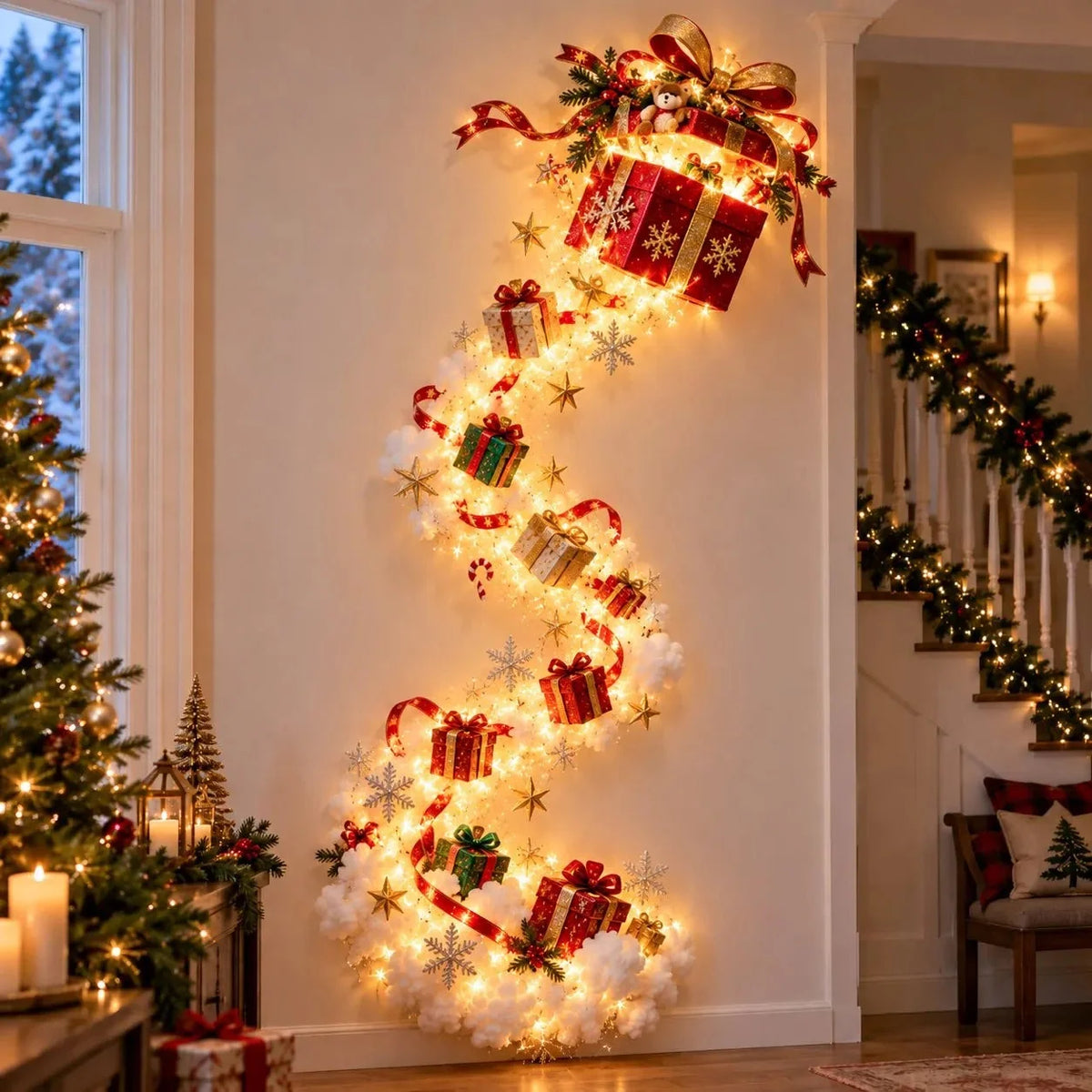Christmas Wall Decor Illuminated Light Trail Five Designs