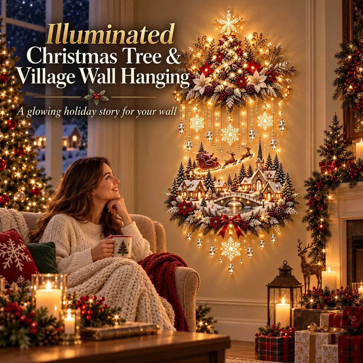 Christmas Wall Hanging Warm White LED Lights
