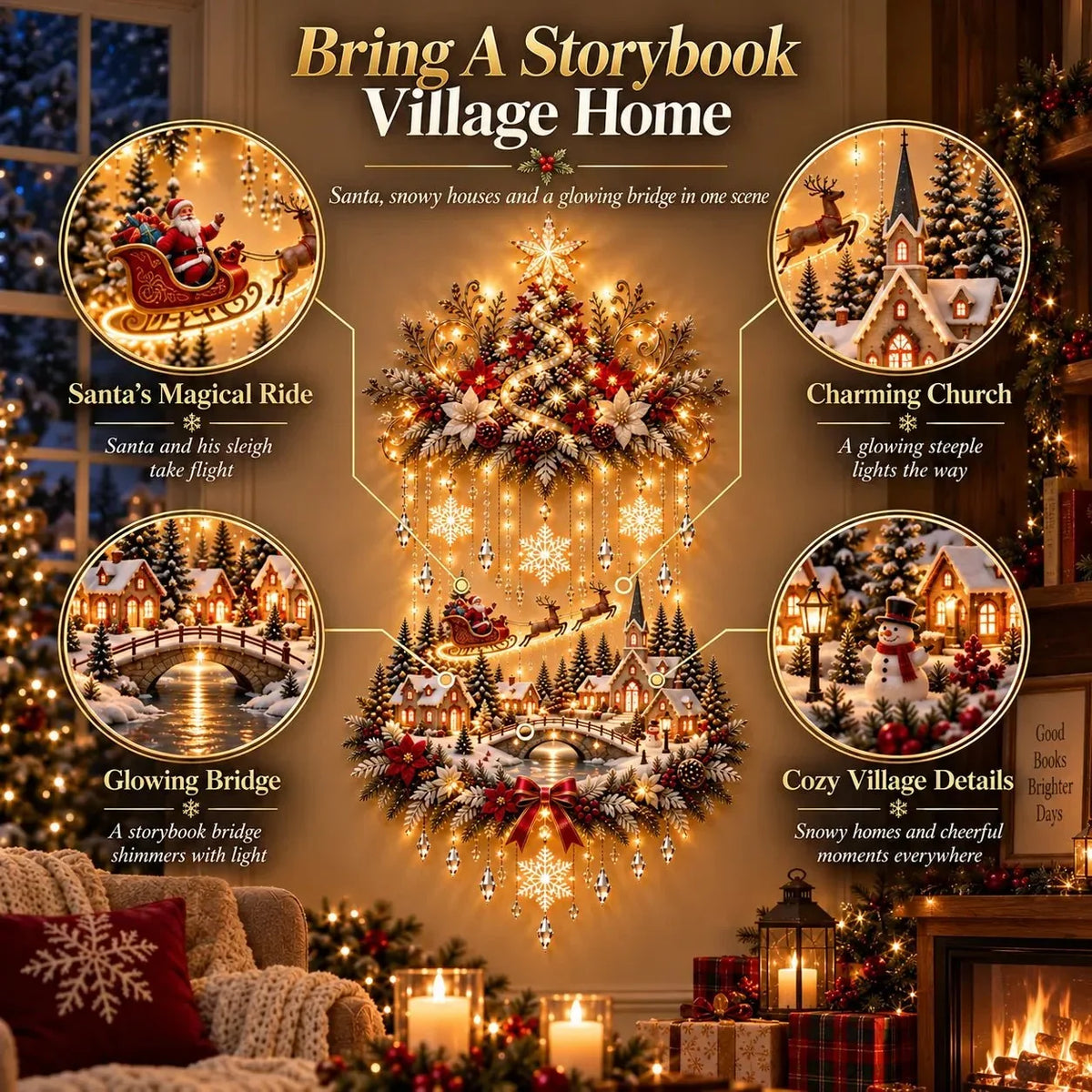 Christmas Wall Hanging Warm White LED Lights