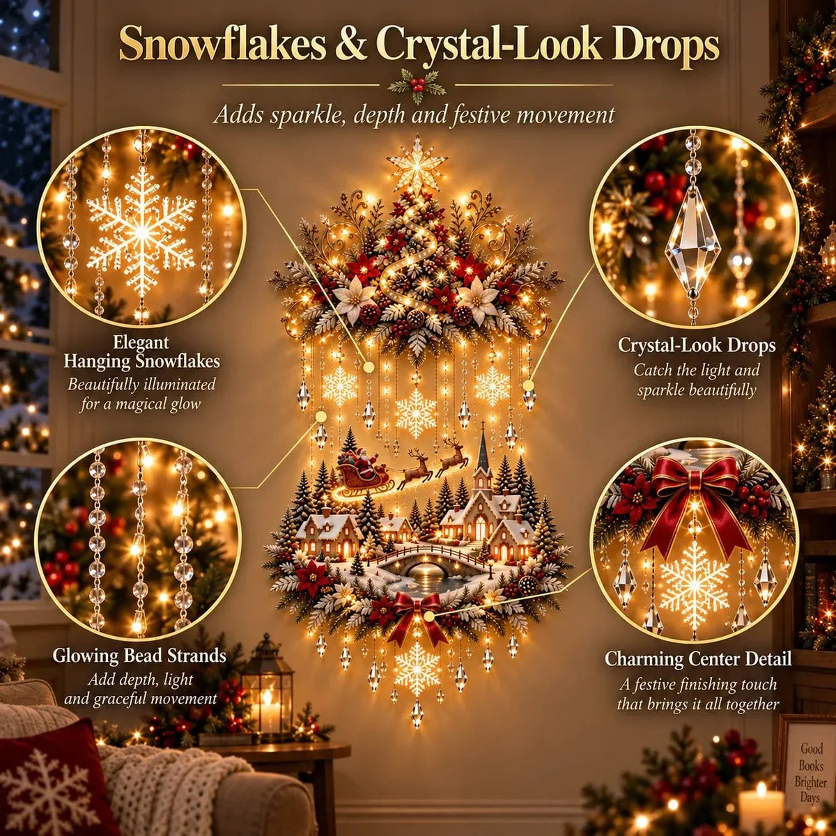 Christmas Wall Hanging Warm White LED Lights