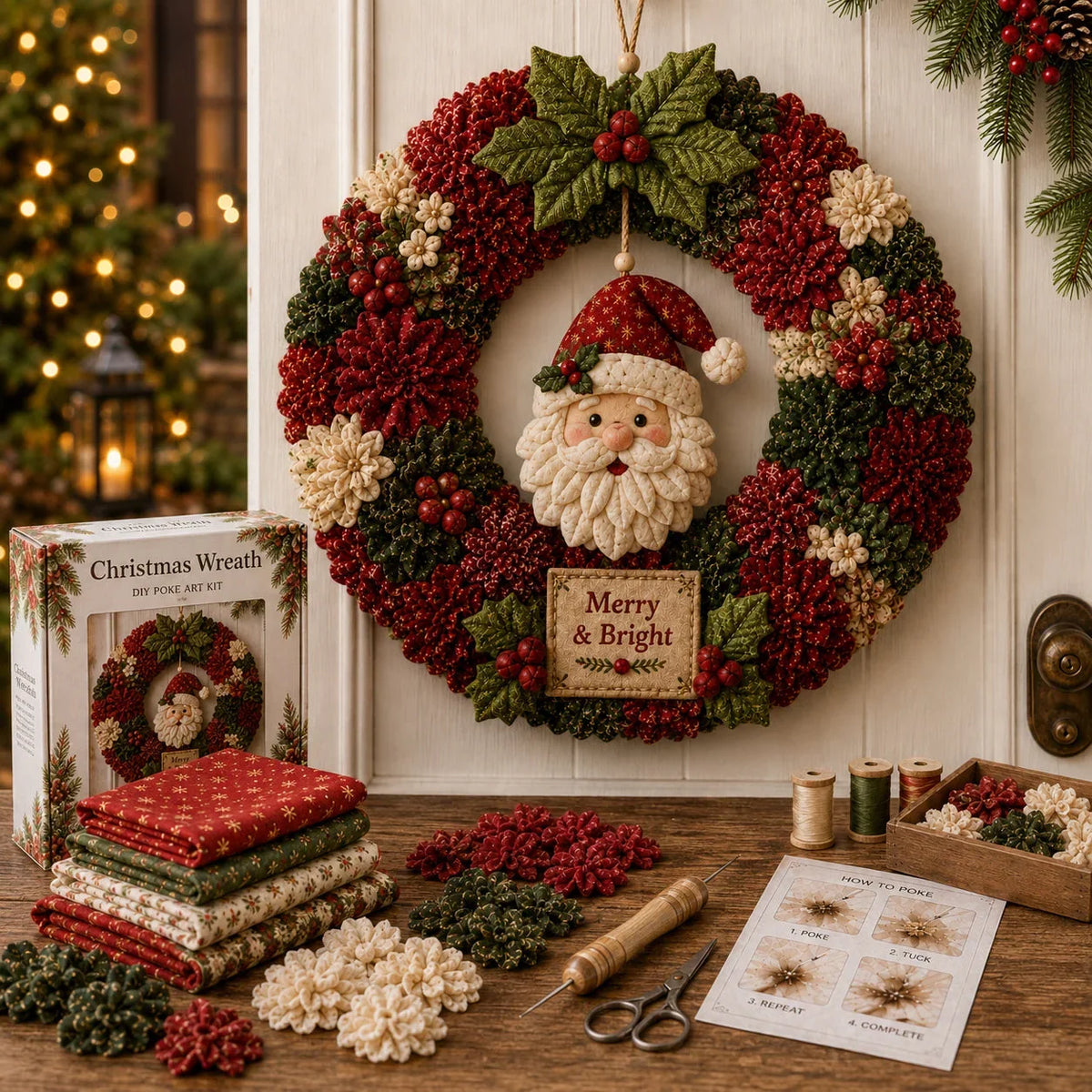 Christmas Wreath Kit No-Sew 3D Fabric Design