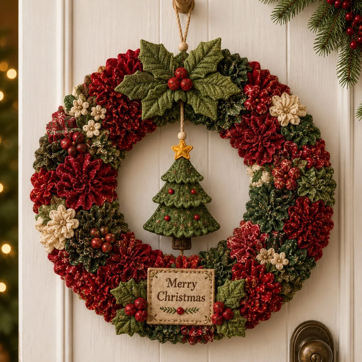 Christmas Wreath Kit No-Sew 3D Fabric Design
