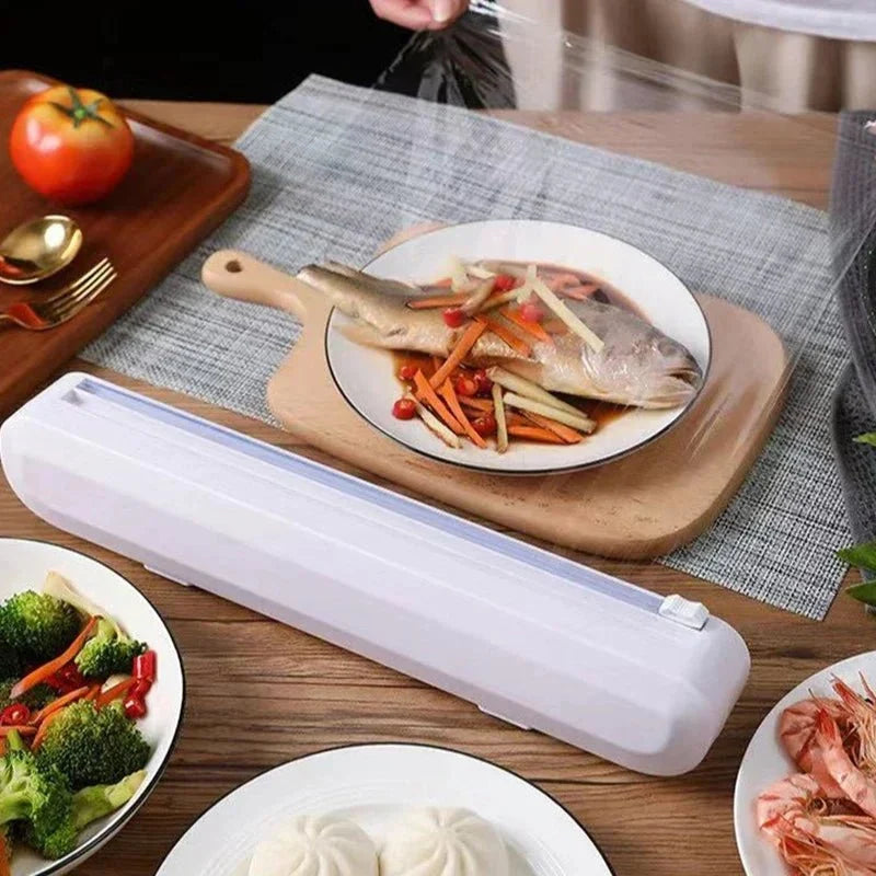 Cling Film Dispenser Integrated Cutter Reusable Compact Design