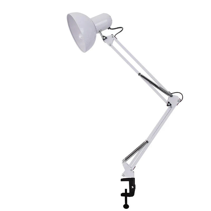 Clip-On Desk Lamp Adjustable Pivoting Arm E26 Bulb Base