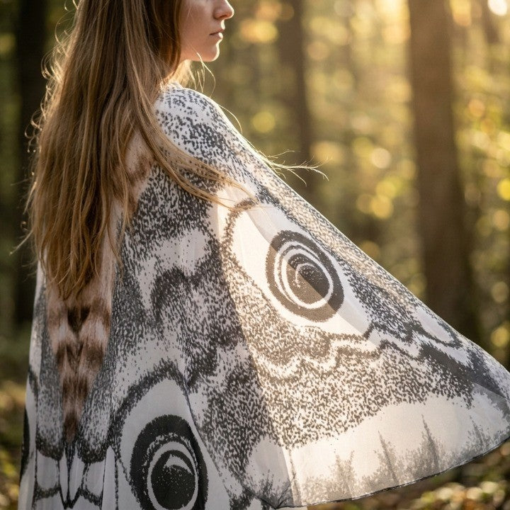 Cloak Moth Wing Design Lightweight Chiffon