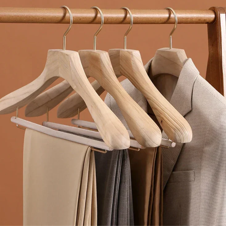 Clothes Hangers Camphor Wood Wide Shoulders Set of 2