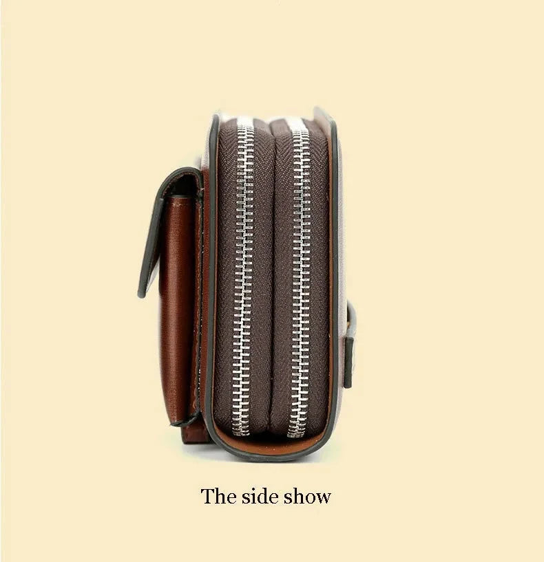 Clutch Wallet PU Leather 14 Card Slots Dual Zippers