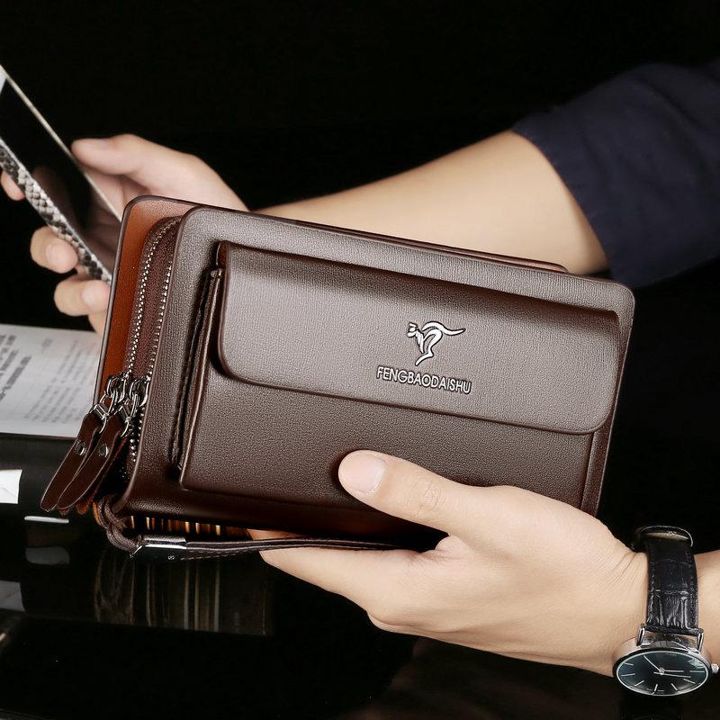 Clutch Wallet PU Leather 14 Card Slots Dual Zippers