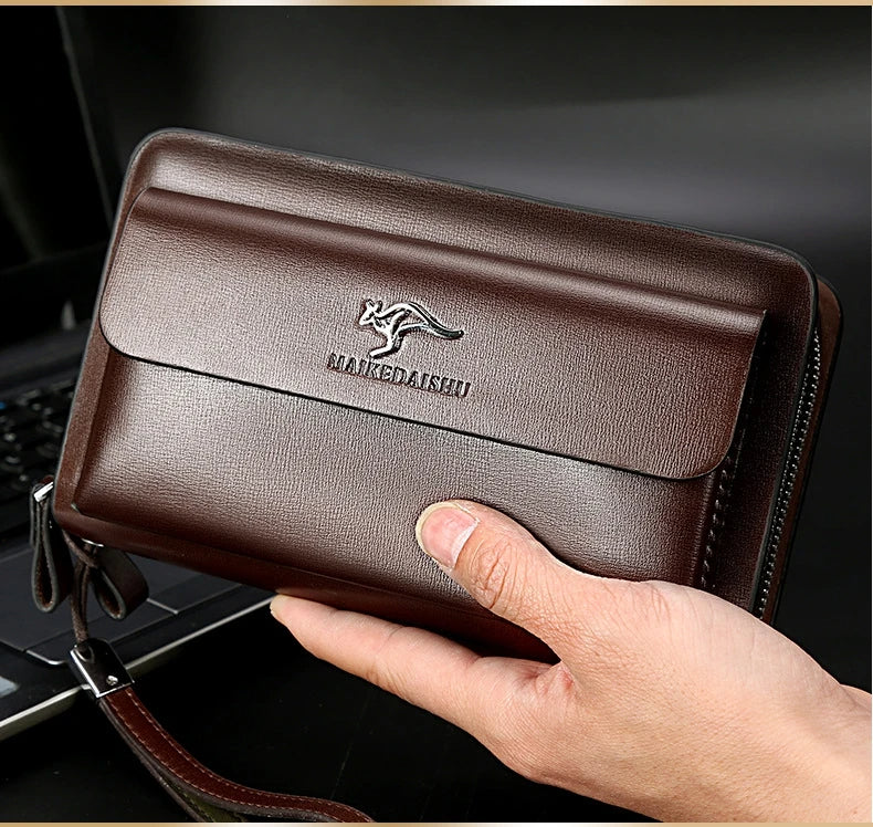 Clutch Wallet PU Leather 14 Card Slots Dual Zippers