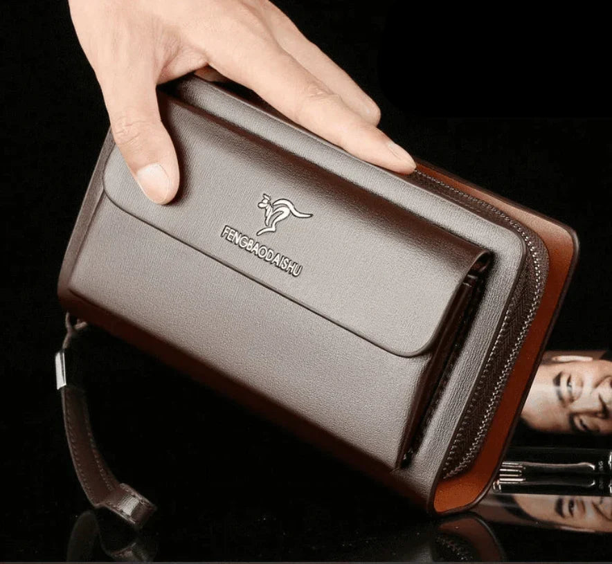 Clutch Wallet PU Leather 14 Card Slots Dual Zippers