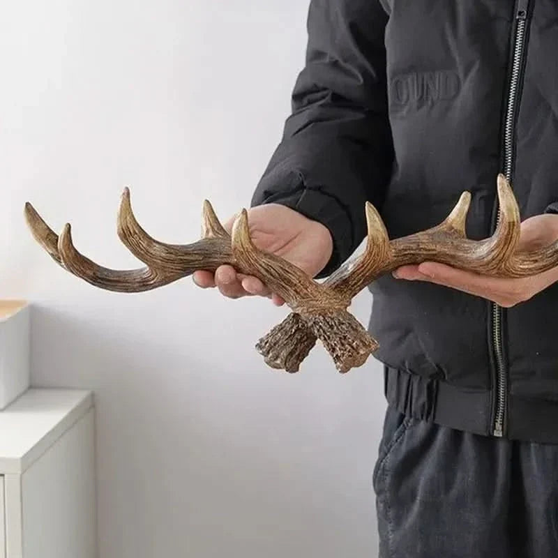 Coat Rack Wall-Mounted Multi-Hook Antler Design