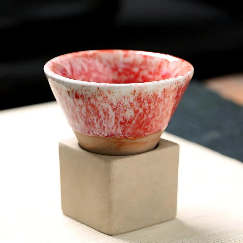 Coffee Cups Japanese Ceramic Set of 2 with Holder 3.4 Oz Capacity