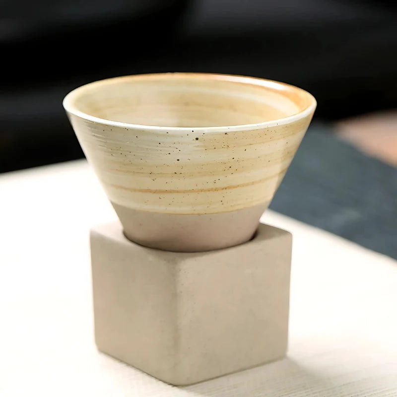 Coffee Cups Japanese Ceramic Set of 2 with Holder 3.4 Oz Capacity