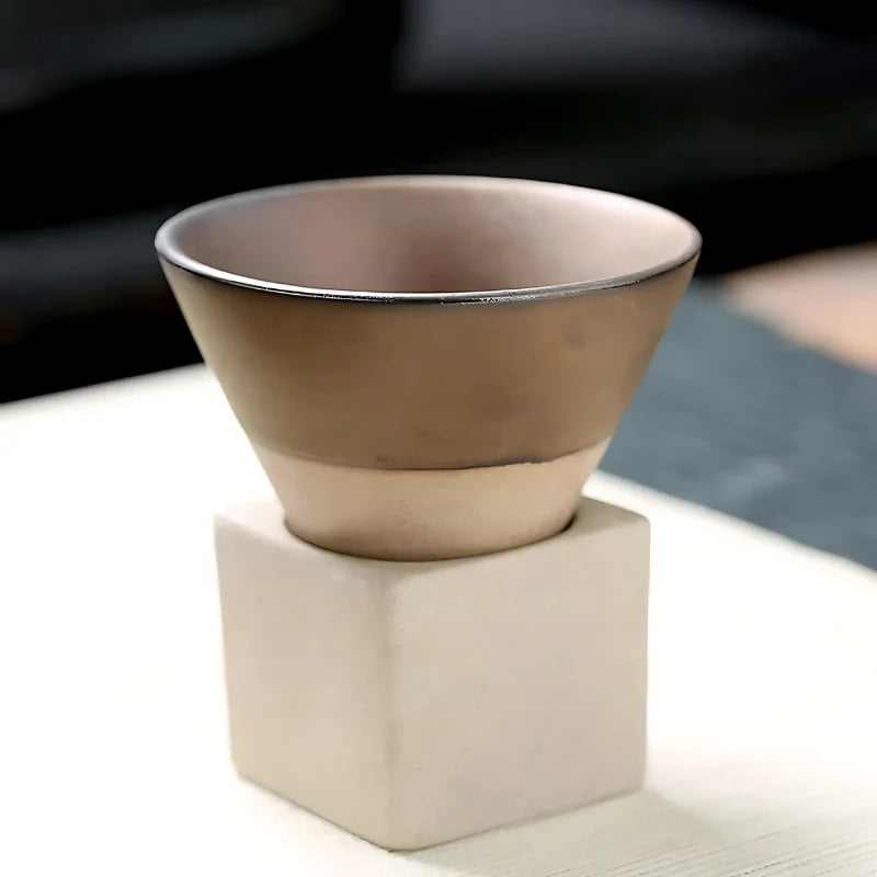 Coffee Cups Japanese Ceramic Set of 2 with Holder 3.4 Oz Capacity