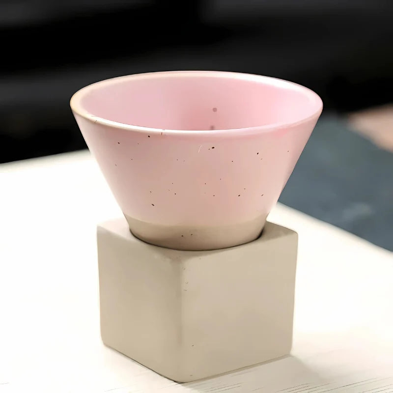 Coffee Cups Japanese Ceramic Set of 2 with Holder 3.4 Oz Capacity