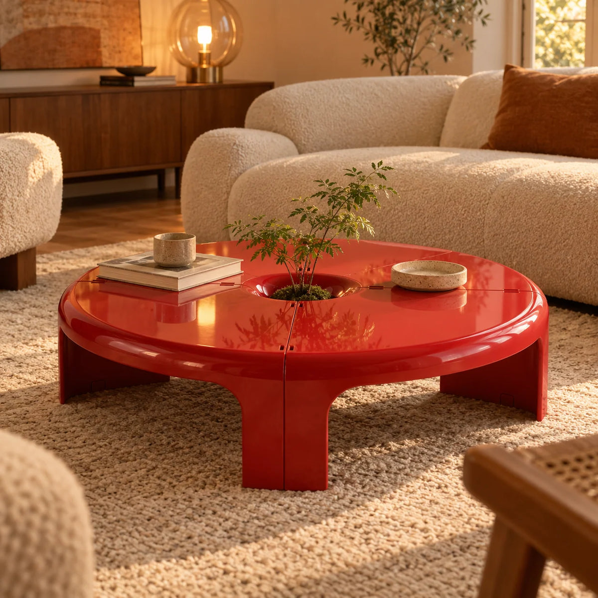 Coffee Table Modular Glossy 39.4-Inch Diameter