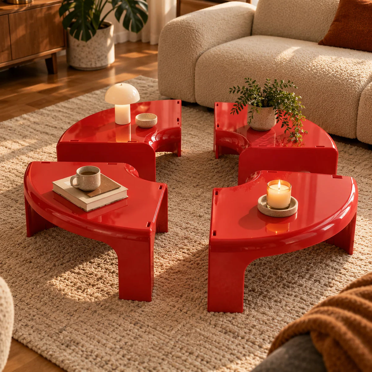 Coffee Table Modular Glossy 39.4-Inch Diameter