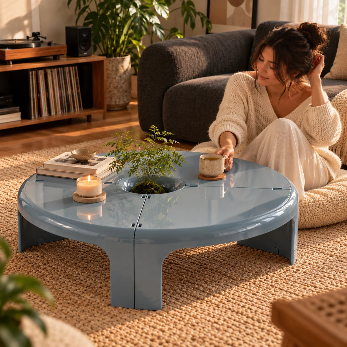 Coffee Table Modular Glossy 39.4-Inch Diameter
