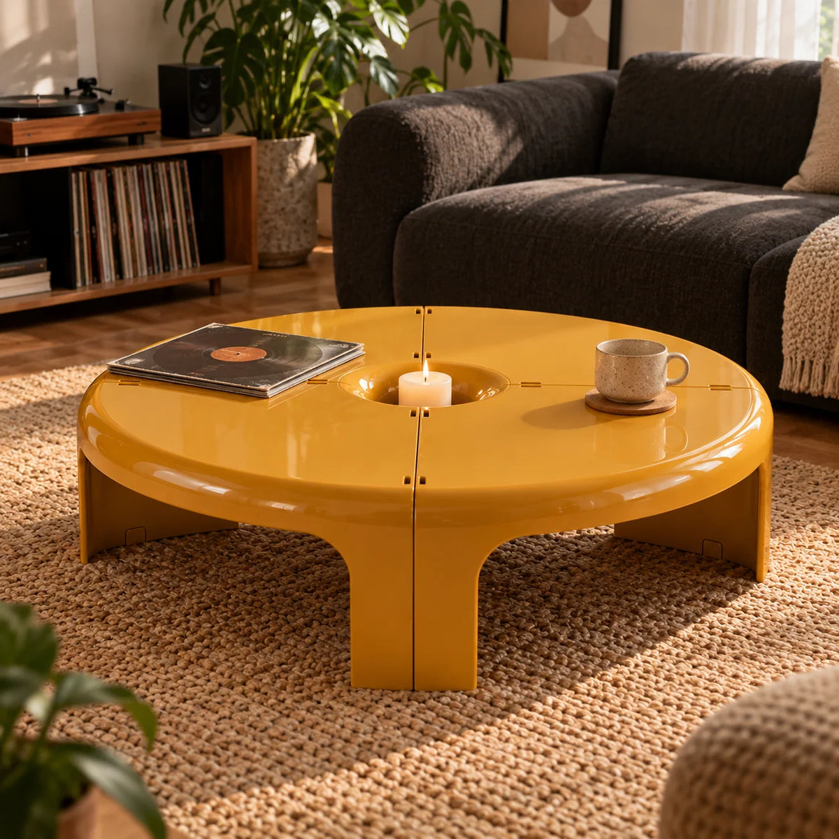 Coffee Table Modular Glossy 39.4-Inch Diameter