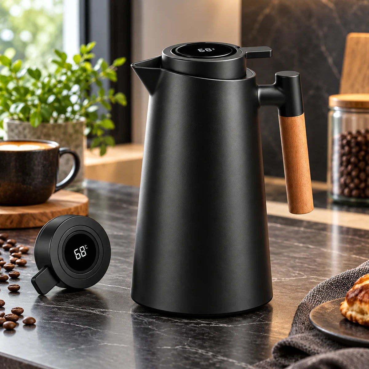 Coffee & Tea Carafe Double-Wall Insulated Digital Temperature Display