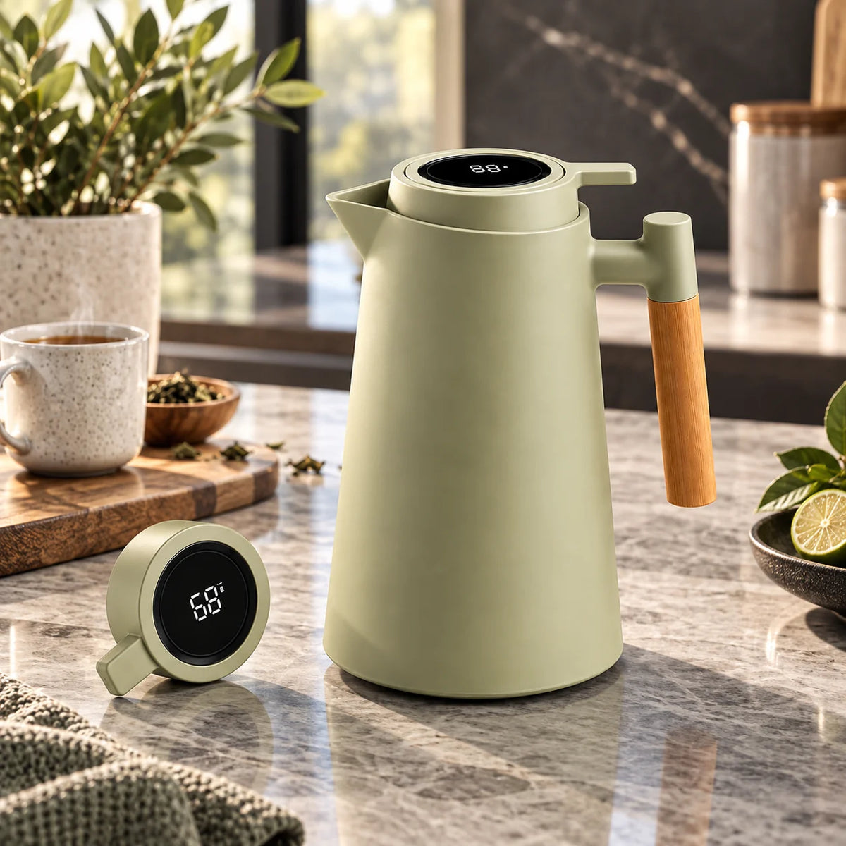 Coffee & Tea Carafe Double-Wall Insulated Digital Temperature Display