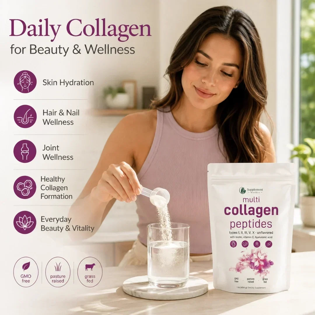 Collagen Peptides Powder Five Types With Vitamin C & Biotin
