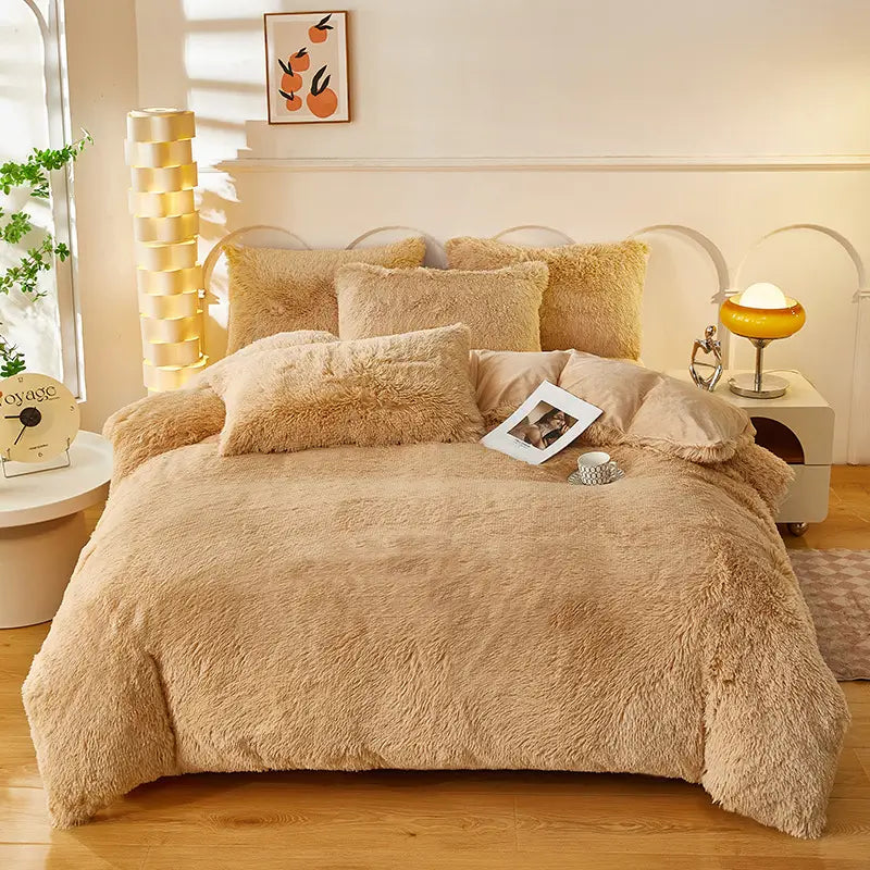Comforter Set Plush Sherpa Fleece Machine Washable