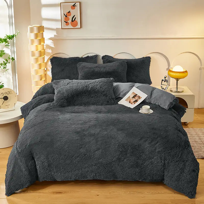 Comforter Set Plush Sherpa Fleece Machine Washable