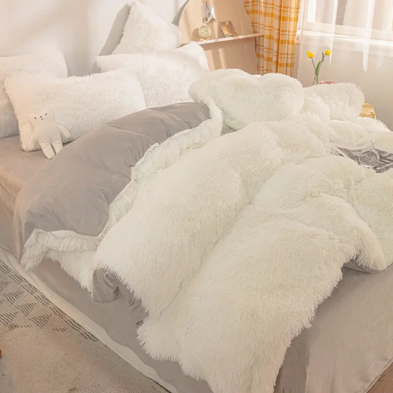 Comforter Set Plush Sherpa Fleece Machine Washable